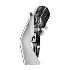 Microphone on stage halftone sticker