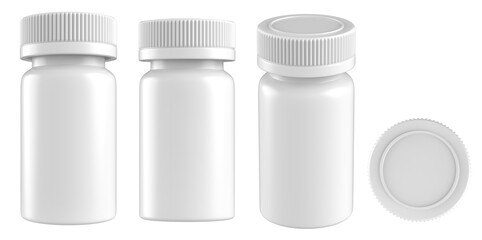Blank White Plastic Vials & Bottles for Medicine, Supplements, Samples - Packaging Mockup