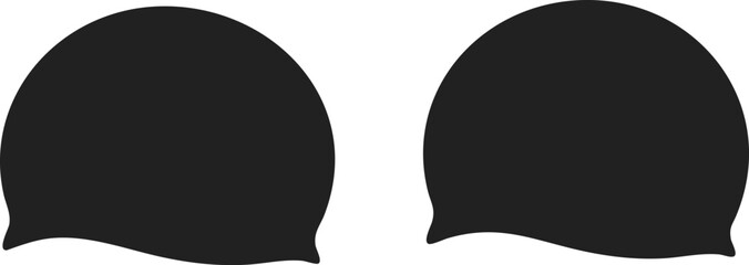 Swimming caps vector illustration with simple black silhouette design for water sports and leisure activities 
