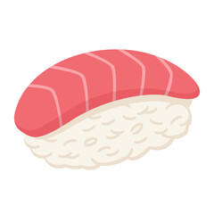 Tuna Nigiri Sushi Cartoon Flat Illustration