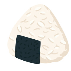 Onigiri Rice Ball with Nori Seaweed Flat Illustration