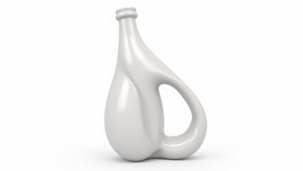 Elegant white bottle with handle, modern design on white backdrop, studio shot