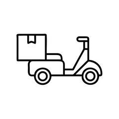 Delivery scooter with package outline icon vector  