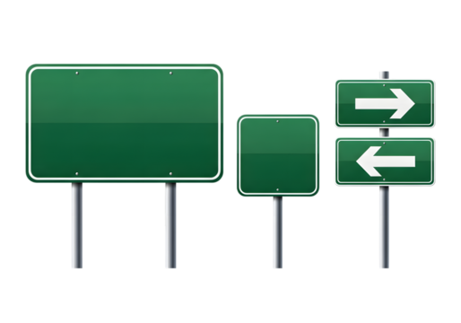 isolated green road signs ,  Green street sign isolated white background 