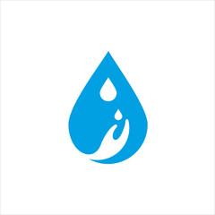 Hand drawn water drop illustration logo design.