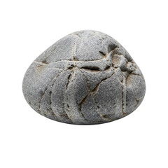 Close-up of a rounded gray rock, showing natural cracks