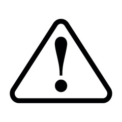 Black exclamation warning icon in double-bordered triangle for hazard and alert signage