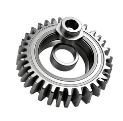 Shiny metallic interlocking gears mechanical engineering component