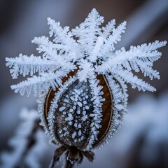 Frost Crystal on Seed Pod Macro