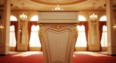 Ornate Podium in Grand Ballroom with Luxurious Interior Design Element
