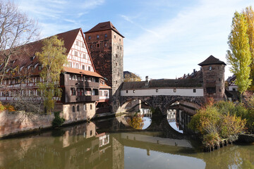 Henkerturm And Wasserturm In Nuremberg, Germany In Autumn. 