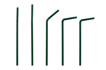 Green straws made from eco-friendly recycled materials, isolated on a transparent PNG.