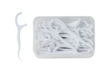 Dental floss with a stem isolated on transparent PNG.