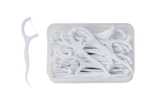 Dental floss with a stem isolated on transparent PNG.