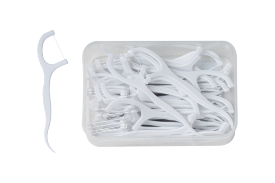 Dental floss with a stem isolated on transparent PNG.