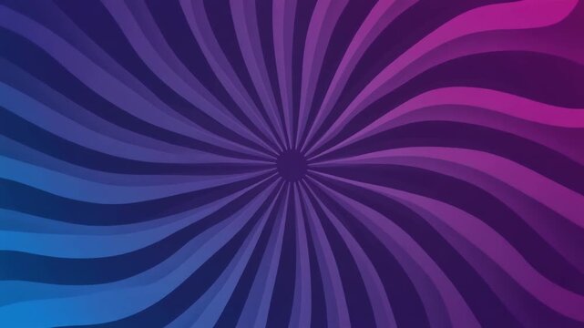 Vibrant abstract background with a dynamic swirl of wavy radial lines. This vector graphic illustrates a colorful motion transition with a blue to purple gradient