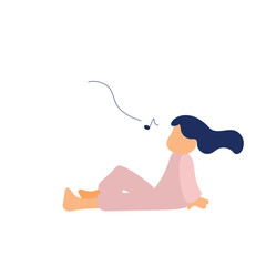 好きな音楽を聴いてリラックスしている女性のイラスト