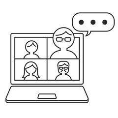 会議、ミーティング、Web会議のイラスト（発言）