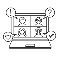 会議、ミーティング、Web会議のイラスト（活発な議論、リアクション）