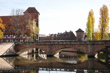 Henkerturm And Wasserturm In Nuremberg, Germany In Autumn. 