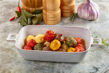 Shanklish cheese with spices in the oil