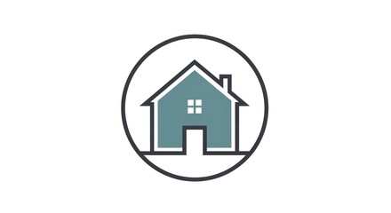 Simple house icon inside a circle, clean design, minimalist style, suitable for various uses