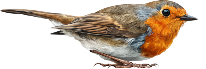 A close-up view of a vibrant robin perched gracefully, showcasing its striking orange and gray feathers, set against a blurred natural background, ideal for wildlife photography
