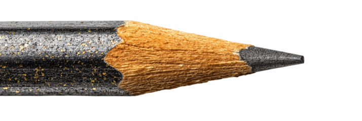 Close-up of a sharpened pencil showcasing its fine tip and wooden texture, set against a clean background, ideal for educational or artistic themes