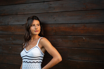 woman in white dress at pool