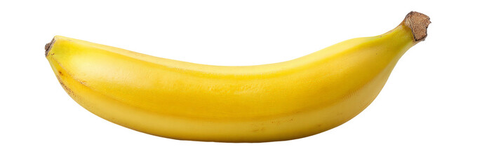 A vibrant yellow banana resting on a clean surface, showcasing its smooth texture and natural curves, ideal for food photography or health-related content