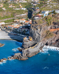 Panoramic view of the small village of Ponta do Sol, near Funchal. Madeira Island, Portugal