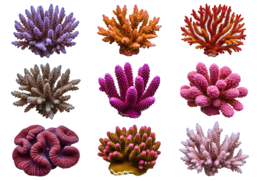 Isolated Assorted colorful coral , assorted colorful coral isolated on transparent background