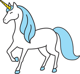 Unicorn cute legendary creature icon.