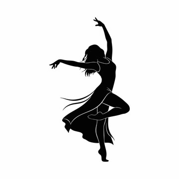vector silhouette of a dancer with a white background