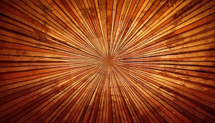 Obraz premium A Textured Burnt Orange Sunburst Radiating From The Center Creating A Vintage Retro Aesthetic With Darker Brown Stripes On A Mottled Background