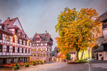 Naklejka premium Nuremberg, Germany. Tiergartnertor Square in oldtown Kaiserburg.