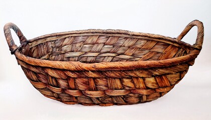 Basket For Storage And Decoration Design Element For Interior In Scandinavian Style Boho Retro Hand Drawn Watercolor Illustration