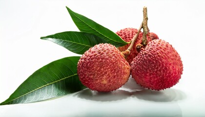 Branch Of Lychees With Green Leaves