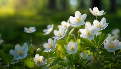 White Flowers In A Green Garden
