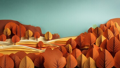 Paper Art Fall Landscape Minimal