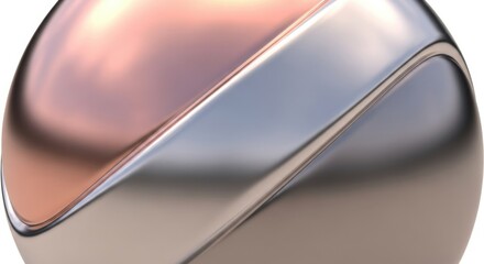 Elegant abstract metallic orb with dynamic rose gold and silver reflections
