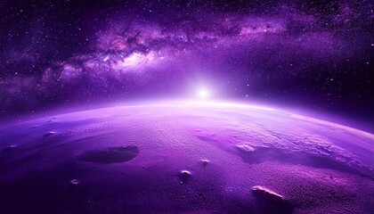 Abstract Starry Space Purple With Shining Star Dust And Nebula Realistic Galaxy With Milky Way And Planet Background