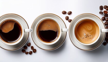 Set With Cups Of Hot Aromatic Espresso Coffee On Transparent Background Banner Design