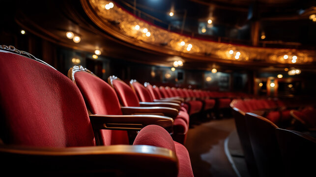 Interior of opera house auditorium grand theater classical performance venue cultural center elegant architecture entertainment space with copy space
