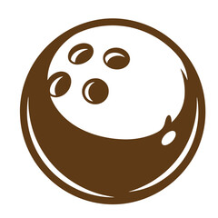 Fototapeta premium Simple brown bowling ball icon on white background vintage art for sport recreation