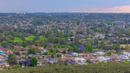 Aerial Drone View of Wentworth Point and Rhodes  a suburb in western Sydney newly built residential high rise apartments area on Parramatta River Sydney NSW Australia