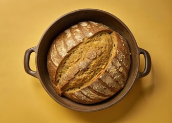 Whole wheat buckwheat loaf baked in a cast iron Dutch oven