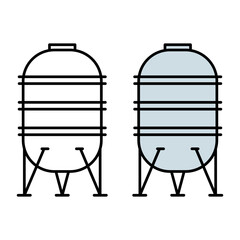 Stainless steel water tank. Vector illustration.