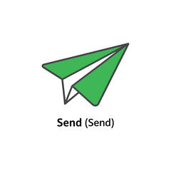 Green paper airplane flying upwards against white backdrop symbolizing communication and connection in a simple, minimalist style.