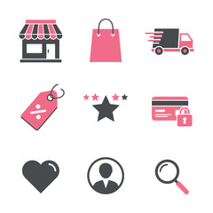 Ecommerce elements representing online shopping and delivery services, showcasing a modern and convenient retail experience.